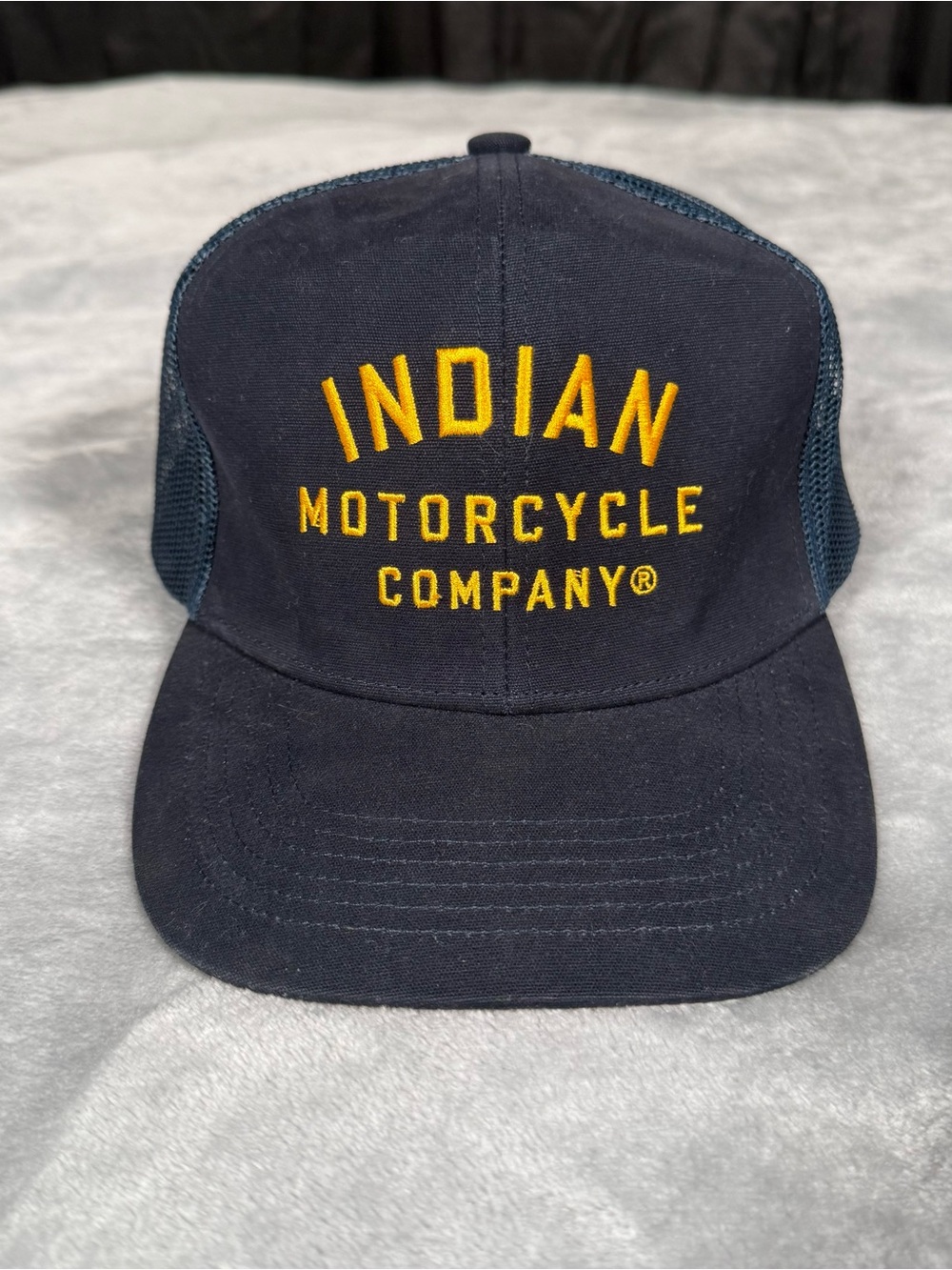 Indian Motorcycle Company Mesh Back Hat Cap Strap Biker Navy Blue
